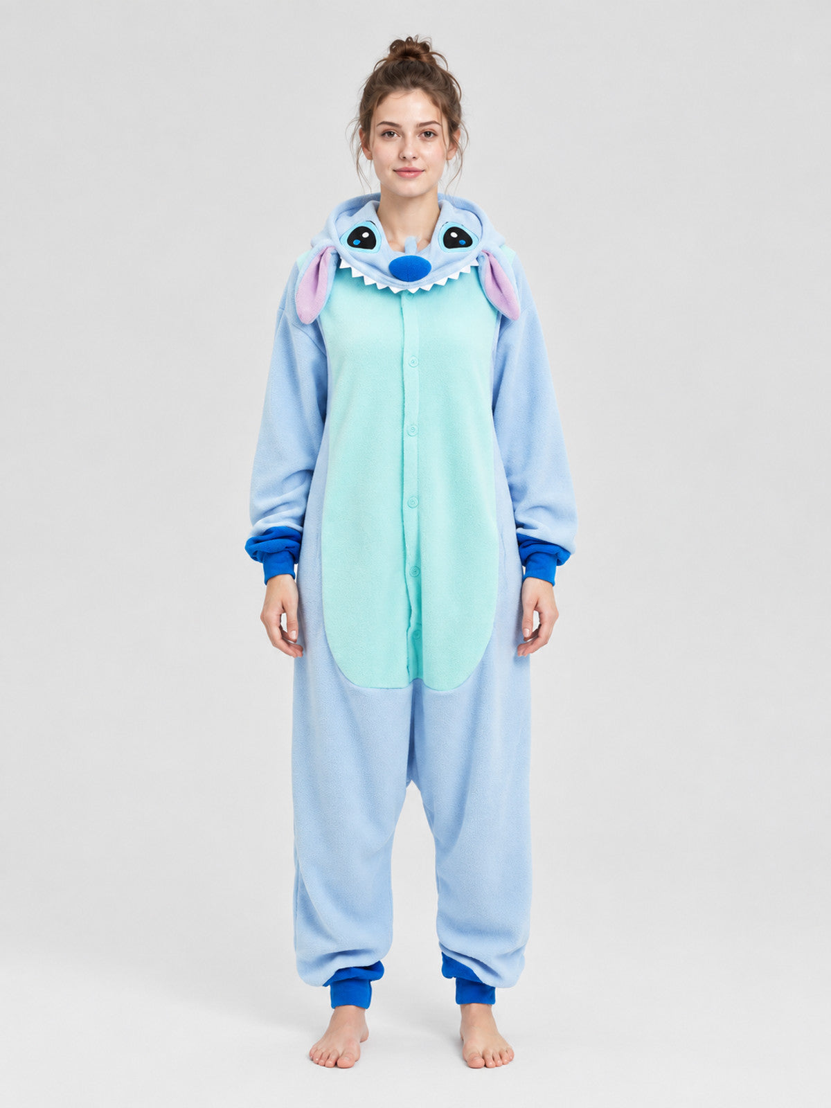 Fleece Hooded Pajama Jumpsuit with Ears