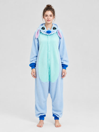 Fleece Hooded Pajama Jumpsuit with Ears