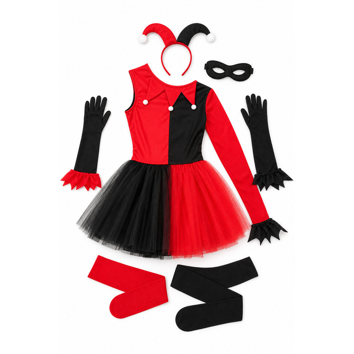 Halloween Clown Costume with Mask and Gloves