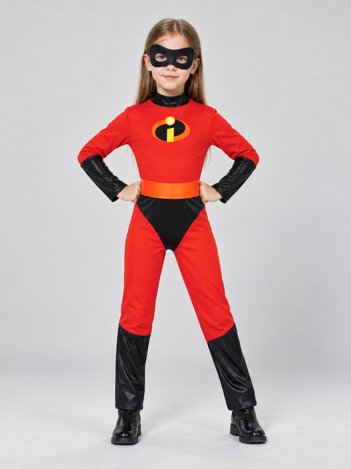 Kids' Superhero Costume Red with Mask and Belt