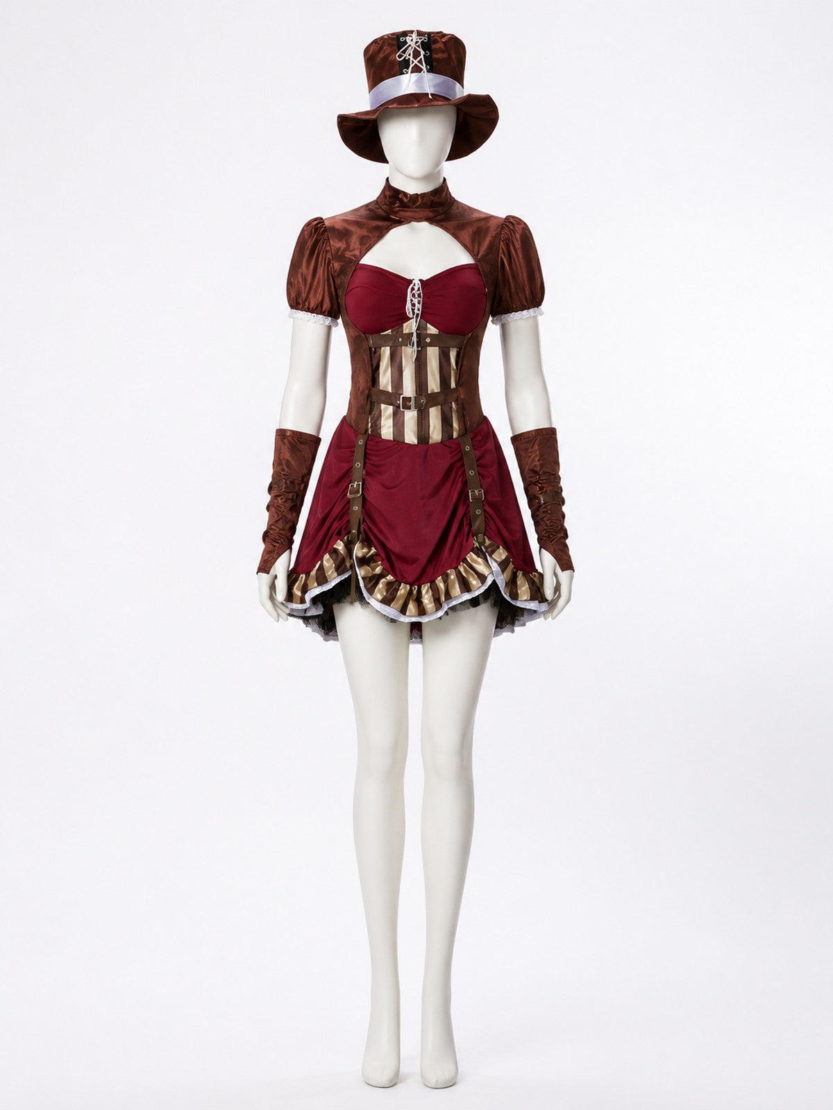 Pirate Costume with Corset and Hat for Halloween Cosplay on-model view