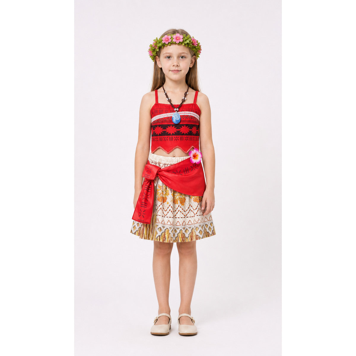 Children’s Moana Costume with Skirt and Flower Crown main product view