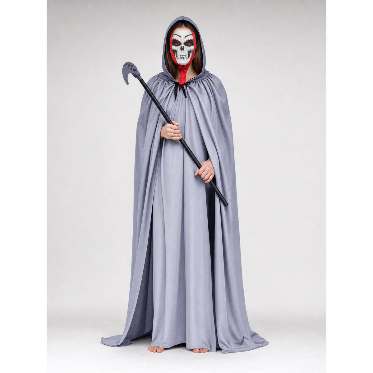 Hooded Grim Reaper Costume with Mask and Scythe