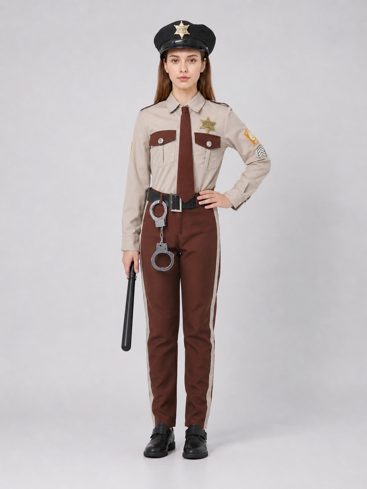 Sheriff Costume with Uniform Shirt and Pants on-model view