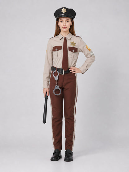 Sheriff Costume with Uniform Shirt and Pants on-model view