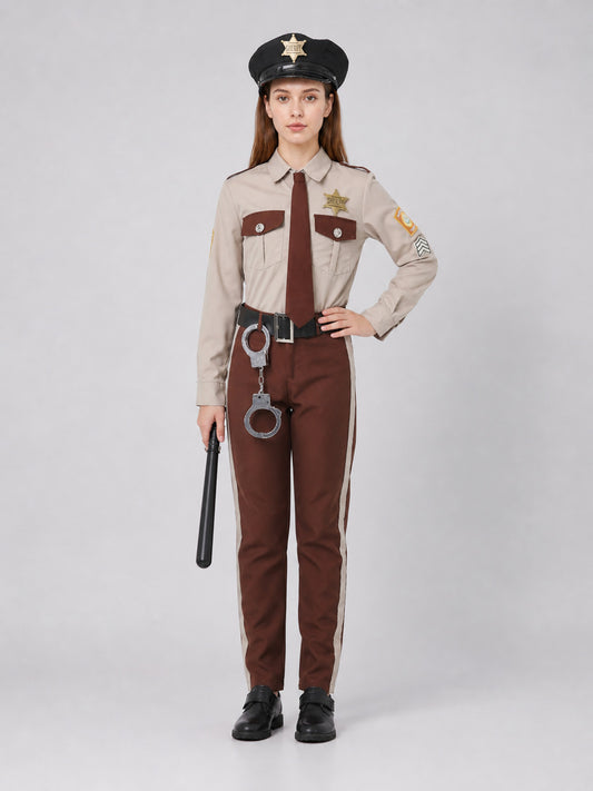 Sheriff Costume with Uniform Shirt and Pants on-model view