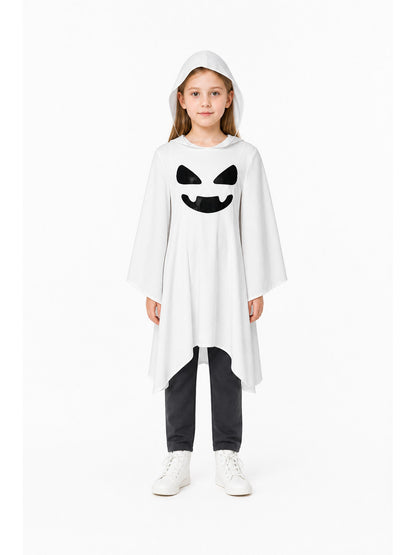 Children's White Hooded Ghost Cape for Halloween main product view