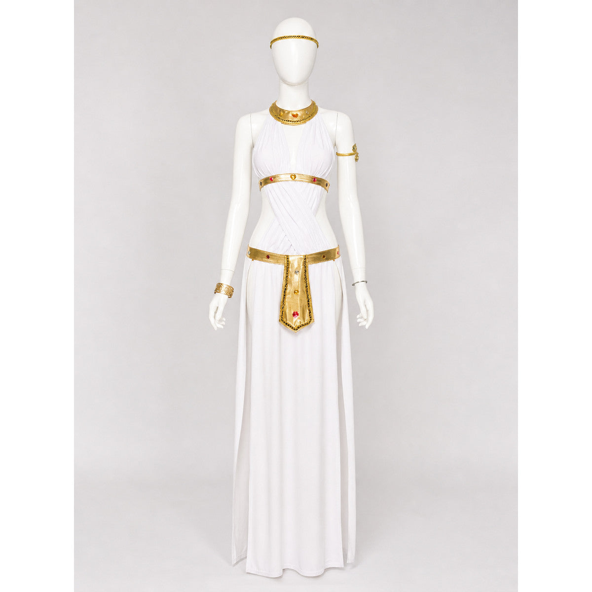 White Cleopatra Costume with Gold Decoration