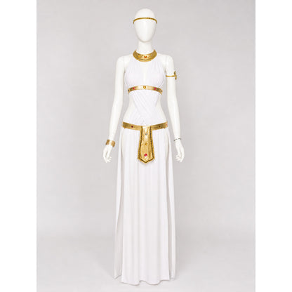 White Cleopatra Costume with Gold Decoration