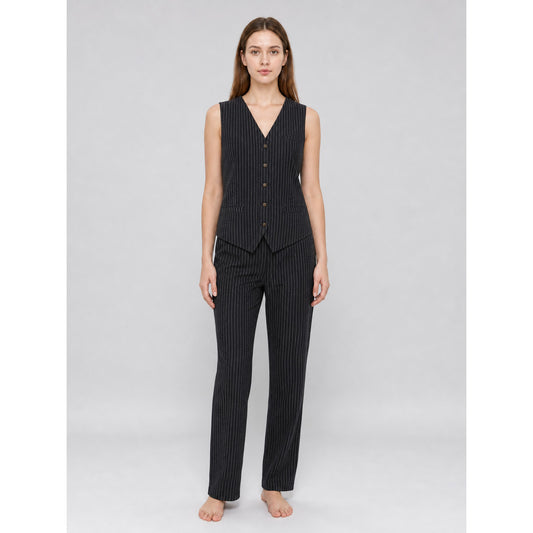 Pinstripe Vest with a V-Neck