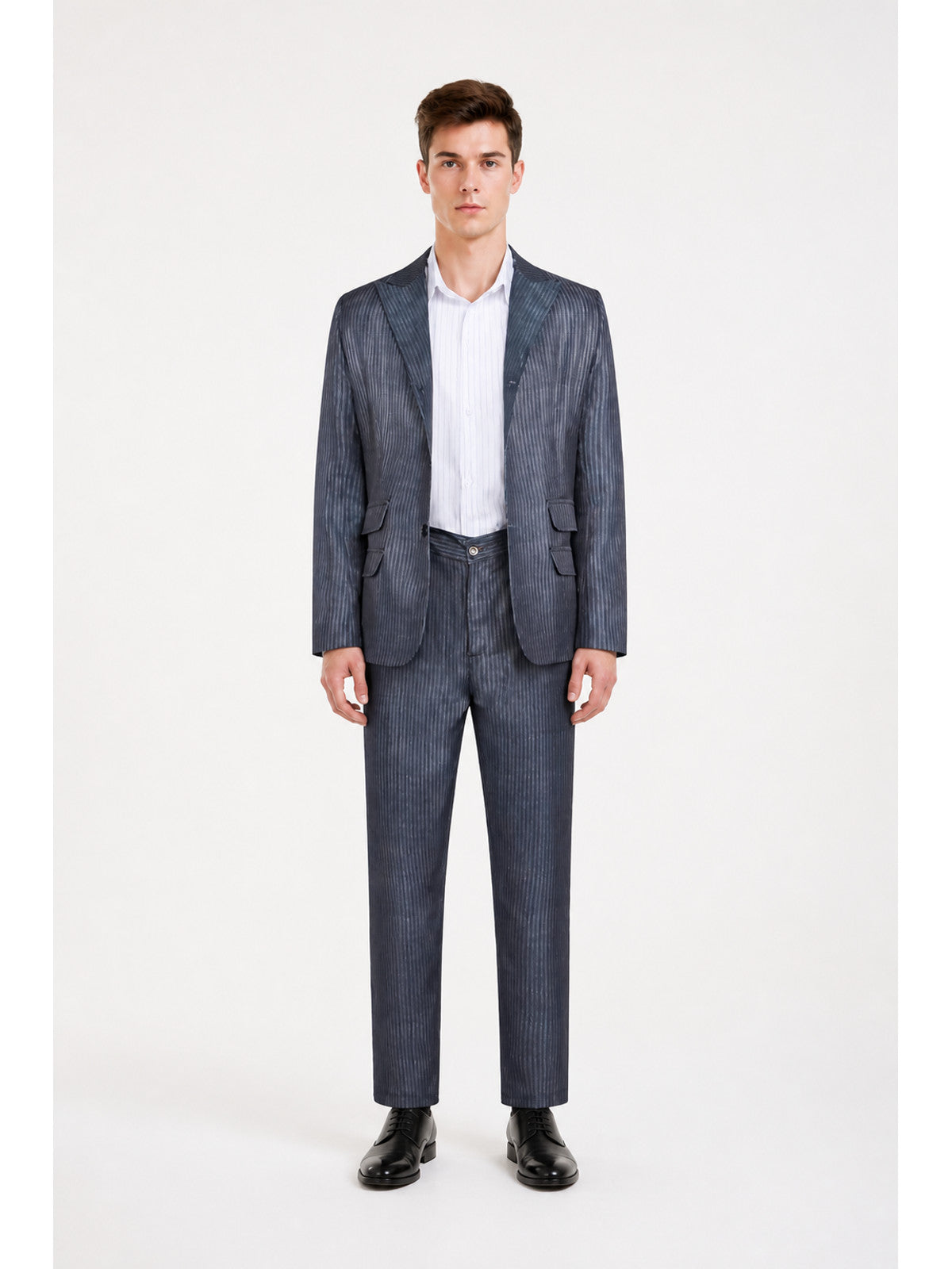 Pinstripe Two-Piece Suit with a Single-Breasted Blazer main product view