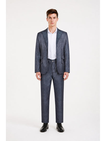 Pinstripe Two-Piece Suit with a Single-Breasted Blazer main product view