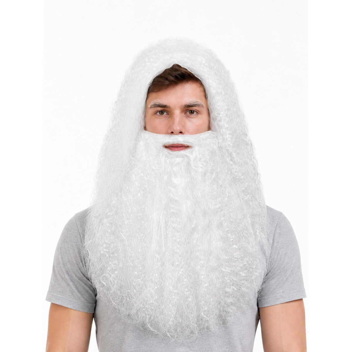 White Carnival Wig with Long Beard