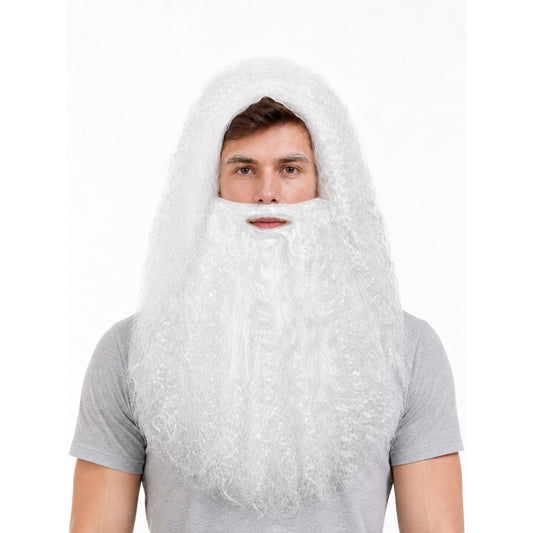 White Carnival Wig with Long Beard