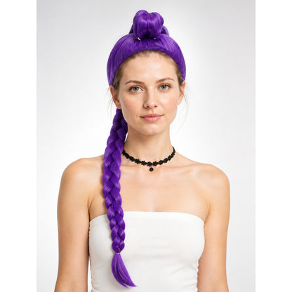 Purple Carnival Wig with Long Braid for Halloween main product view