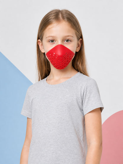 Red Carnival Mask with Mesh Pattern for Cosplay