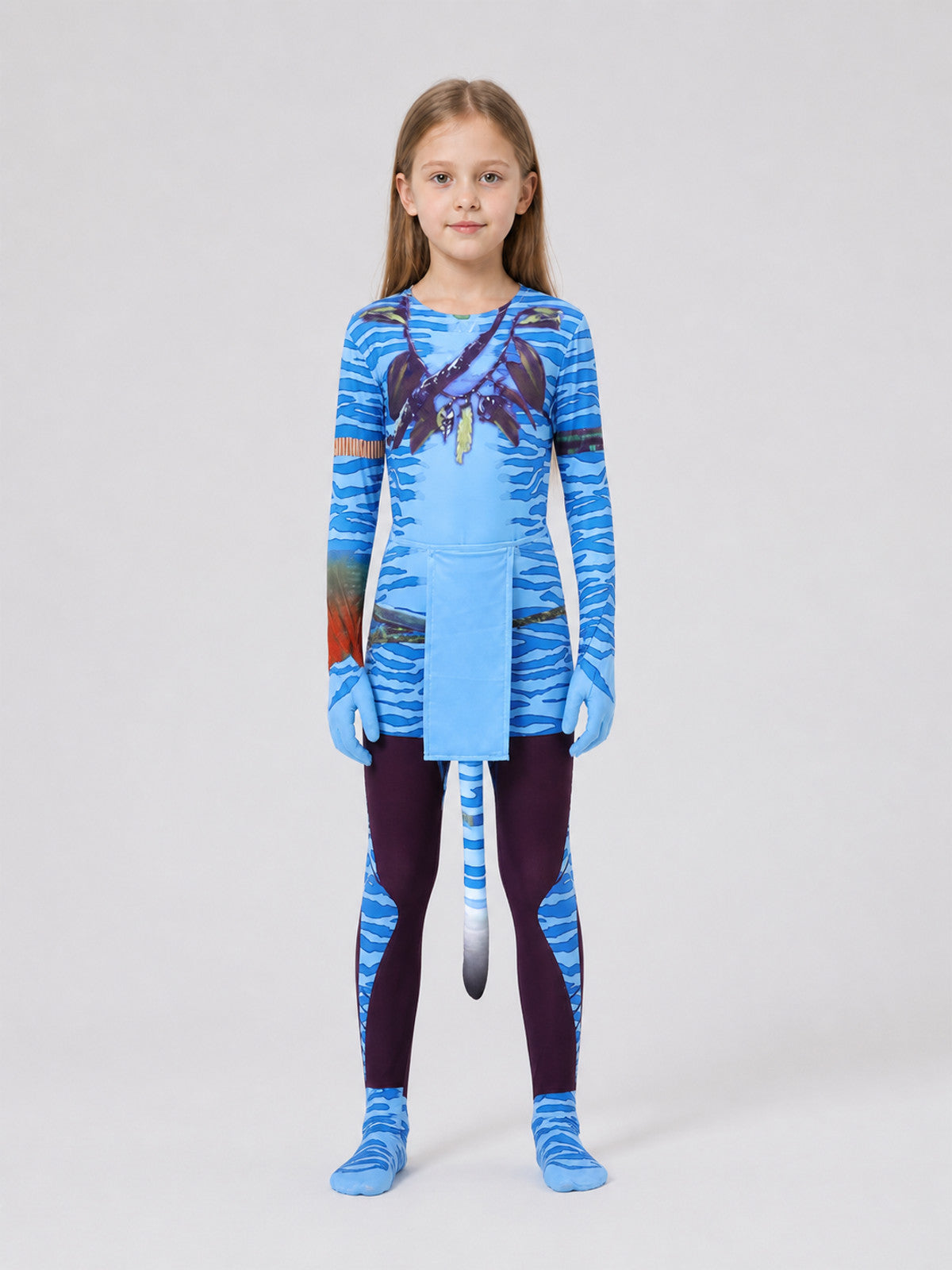 Avatar Cosplay Jumpsuit Costume with Tail on-model view