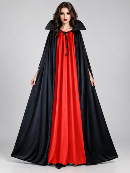 Long Black and Red Carnival Cape with Collar