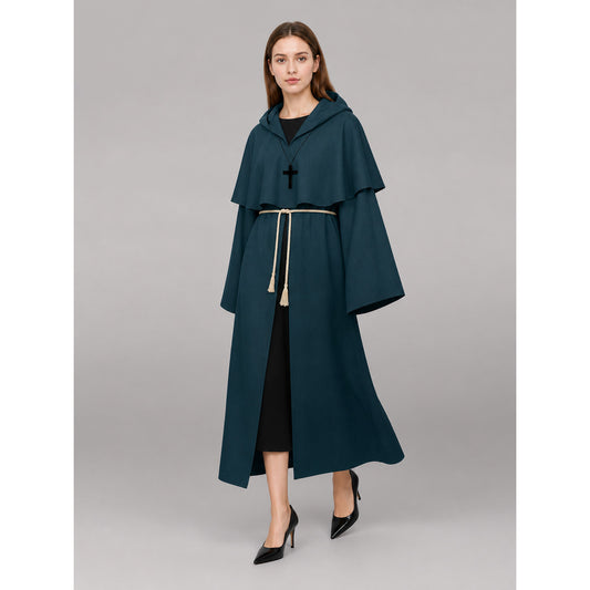Dark Teal Hooded Costume Cloak