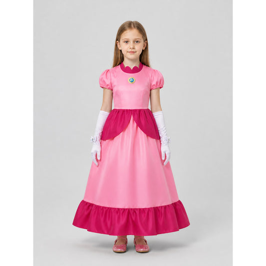 Costume Dress with Crown, Gloves, and Brooch on-model view