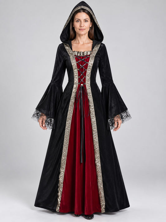 Carnival Witch Hooded Dress Costume