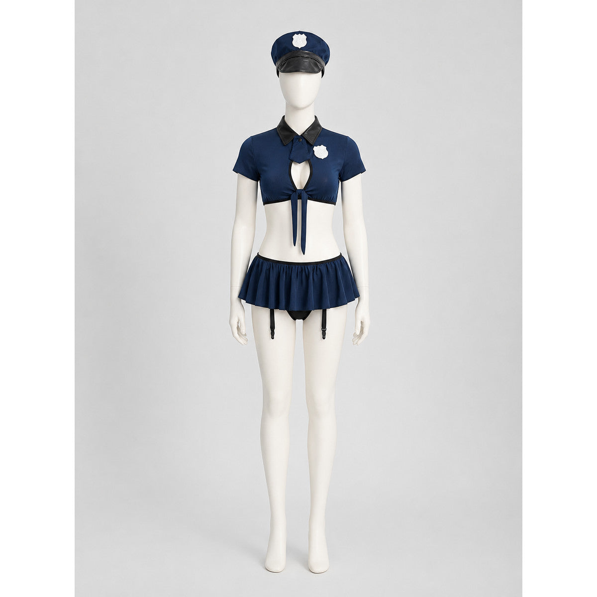 Police Costume with Short Top and Skirt on-model view