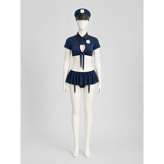 Police Costume with Short Top and Skirt on-model view