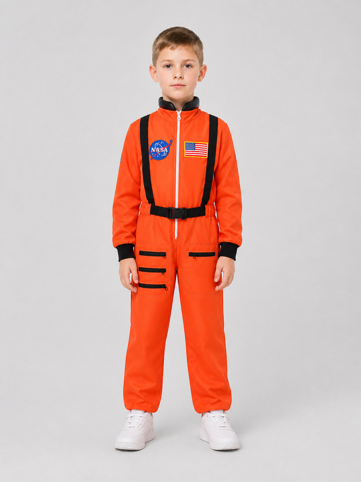 Astronaut Costume, Orange Jumpsuit on-model view
