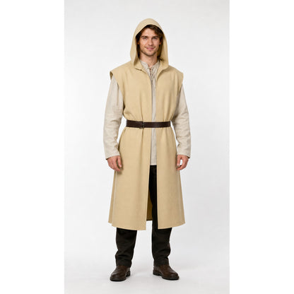 Khaki Hooded Carnival Cloak with Belt