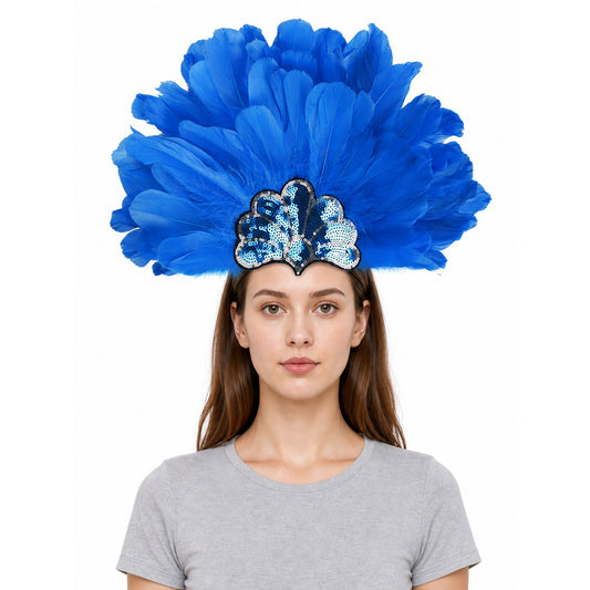 Carnival Headpiece with Blue Feathers