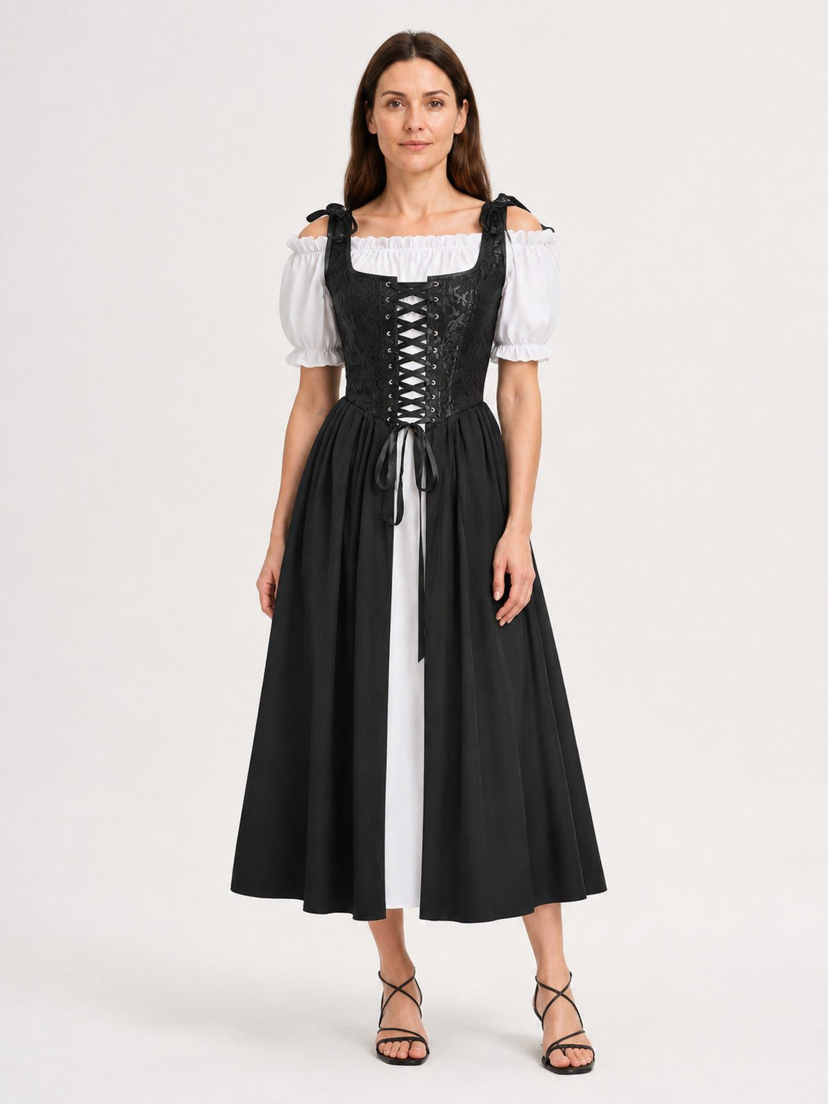 Renaissance Cosplay Dress with Corset and Puff Sleeves main product view