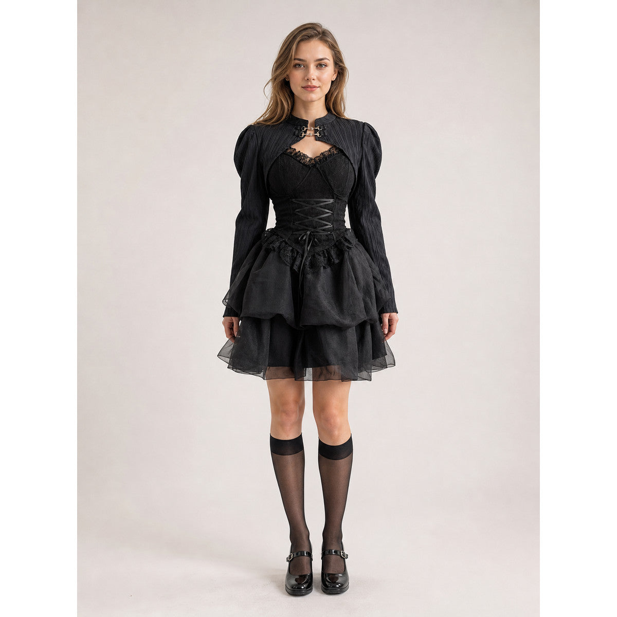 Black Gothic Corset Dress for Halloween
