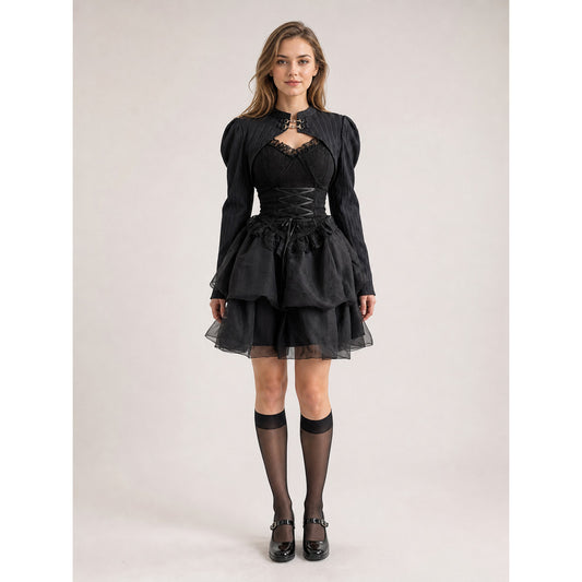 Black Gothic Corset Dress for Halloween