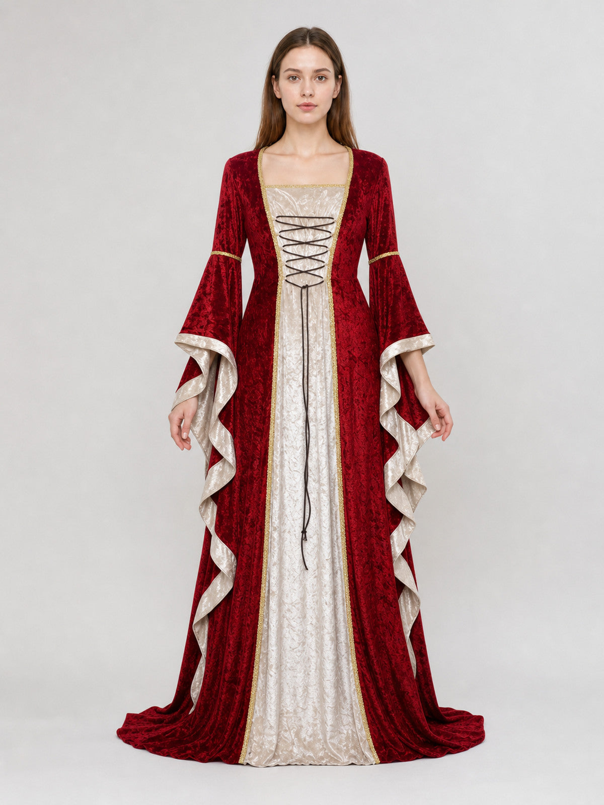 Medieval Renaissance Dress with Sleeves front view