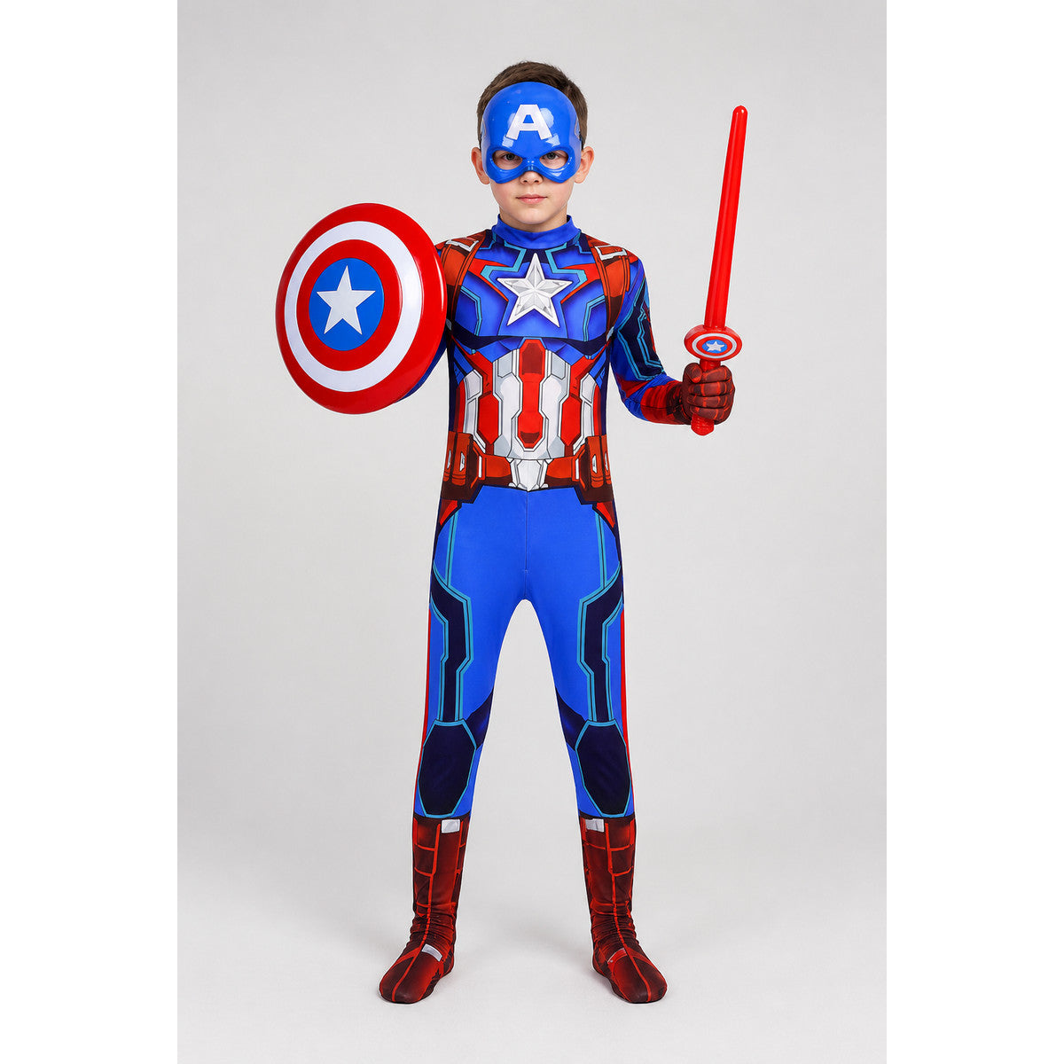 Captain America Jumpsuit with Mask and Gloves main product view