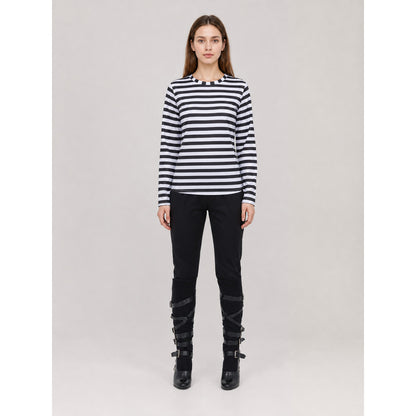 Black-and-White Striped Stage Thief Costume on-model view