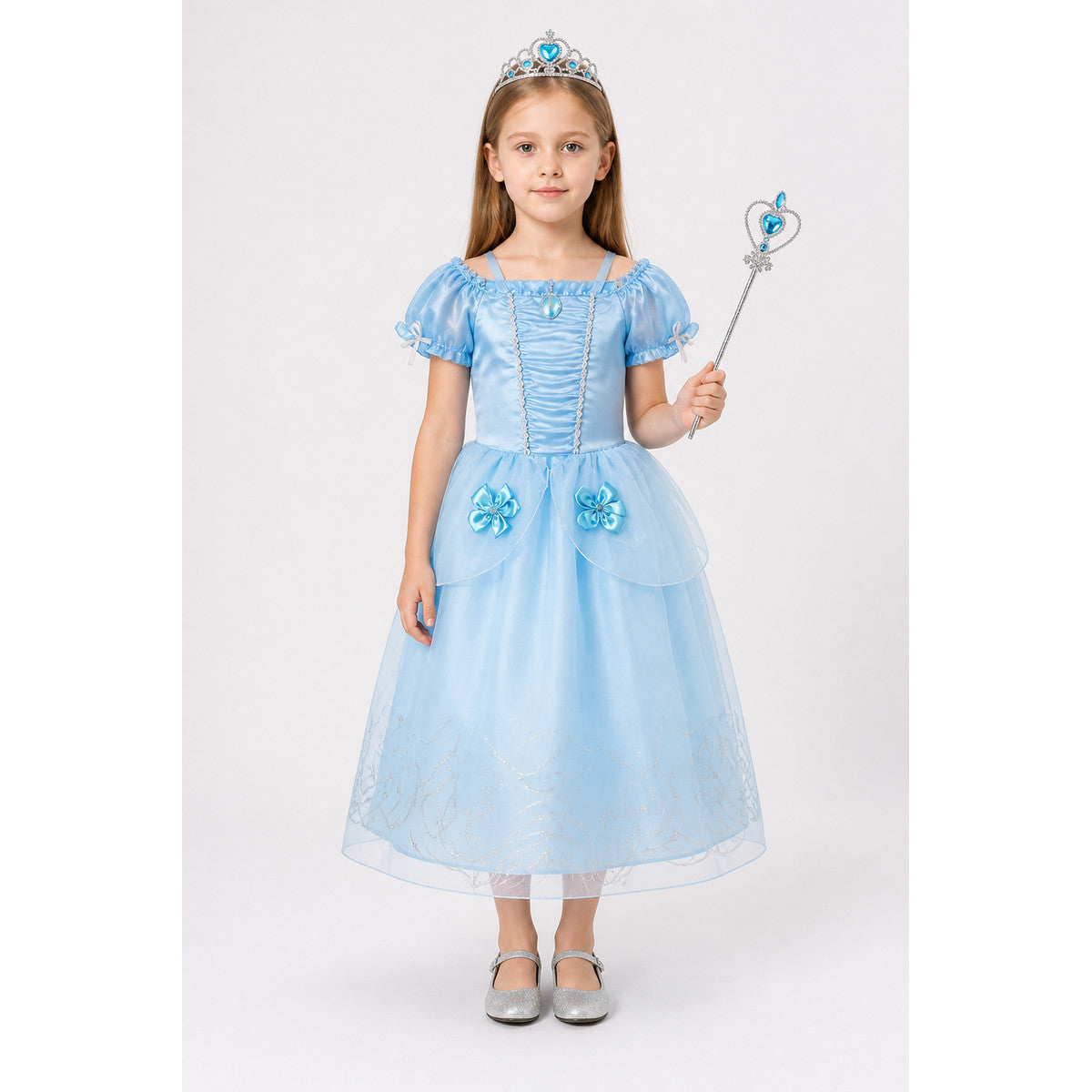 Blue Carnival Costume with Crown and Magic Wand main product view