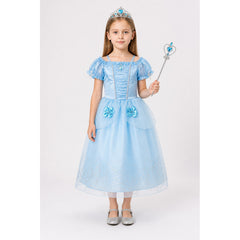 Blue Carnival Costume with Crown and Magic Wand