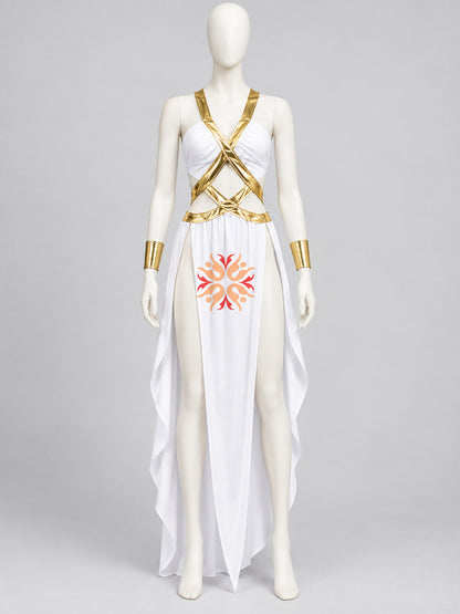 Egyptian Carnival Costume with Gold-Colored Trim on-model view