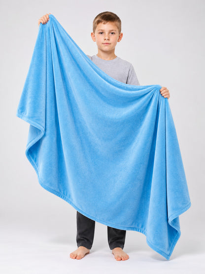 Sky Blue Reversible Fleece Blanket Made of Polyester