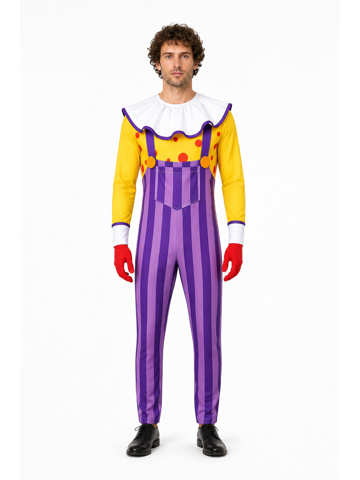 Purple Striped Clown Jumpsuit for Halloween main product view