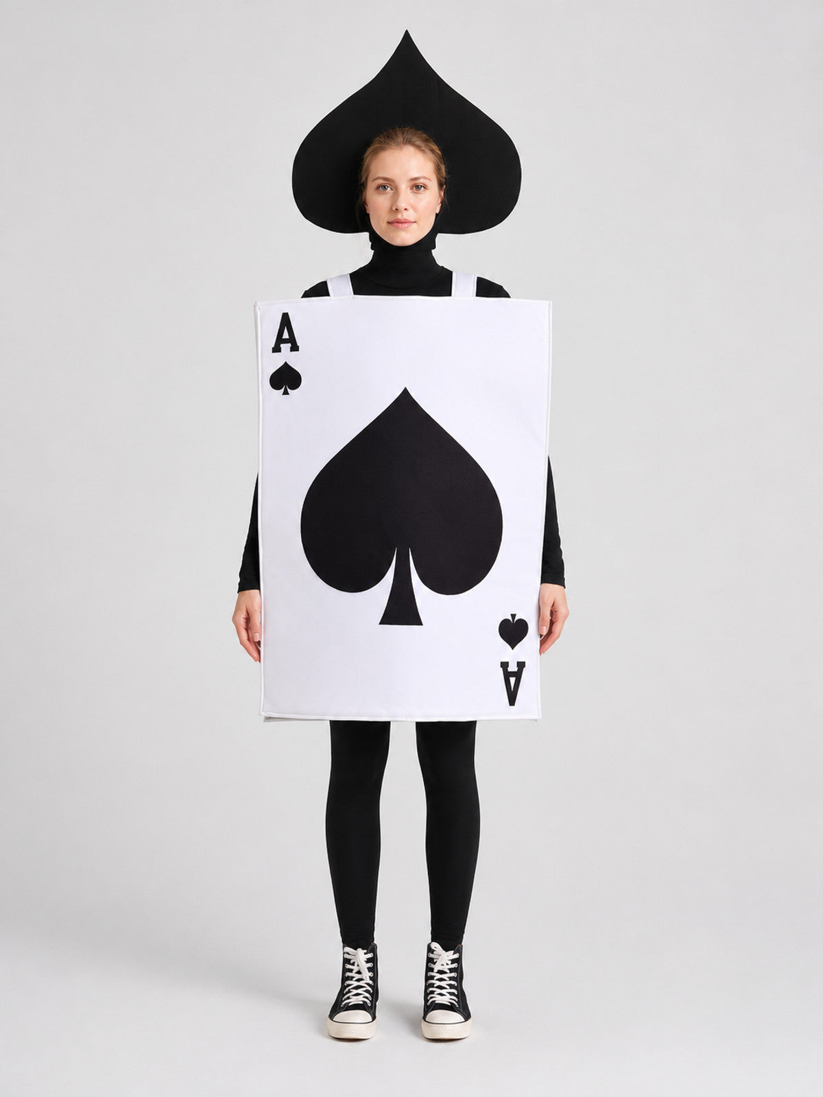Ace of Spades Playing Card Carnival Costume for Halloween on-model view