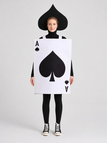 Ace of Spades Playing Card Carnival Costume for Halloween on-model view