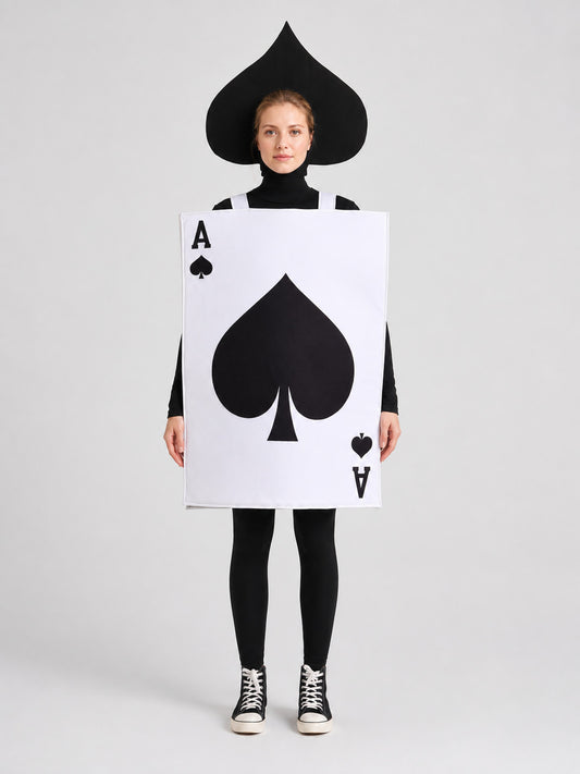 Ace of Spades Playing Card Carnival Costume for Halloween on-model view