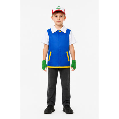Children’s cosplay costume: blue jacket, hat, and gloves main product view