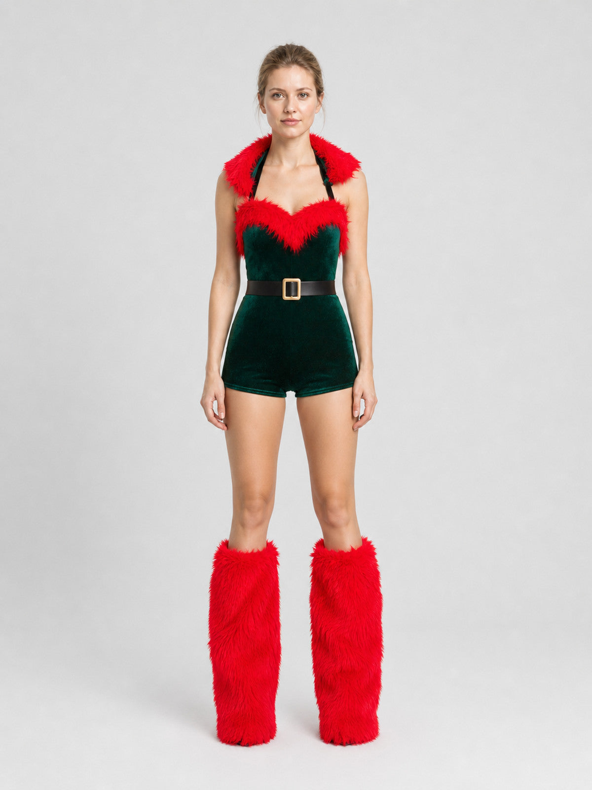 Christmas Carnival Hooded Jumpsuit on-model view