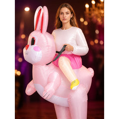 Adult Pink Inflatable Rabbit Riding Costume for Halloween
