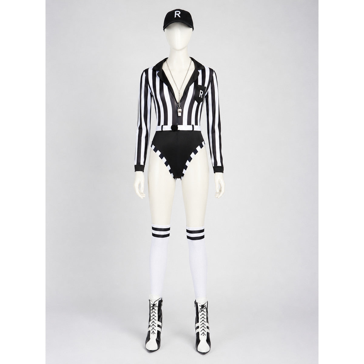 Striped Judge Costume Jumpsuit with Collar