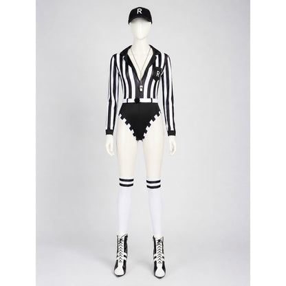 Striped Judge Costume Jumpsuit with Collar