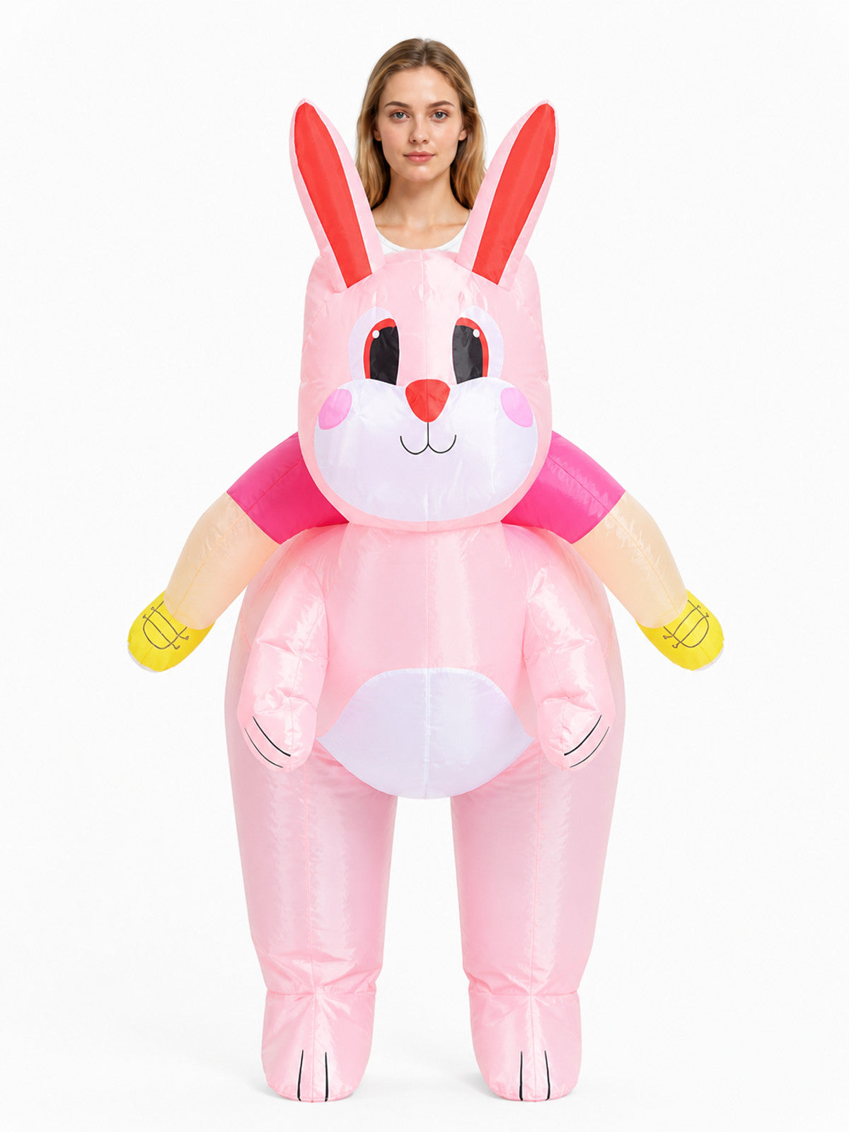 Inflatable Bunny Costume, Pink, One Size front view